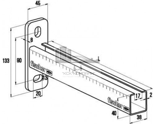 Консоль  ALK для монтажной системы MS-L оцинкованная, 38x40x2-440 мм